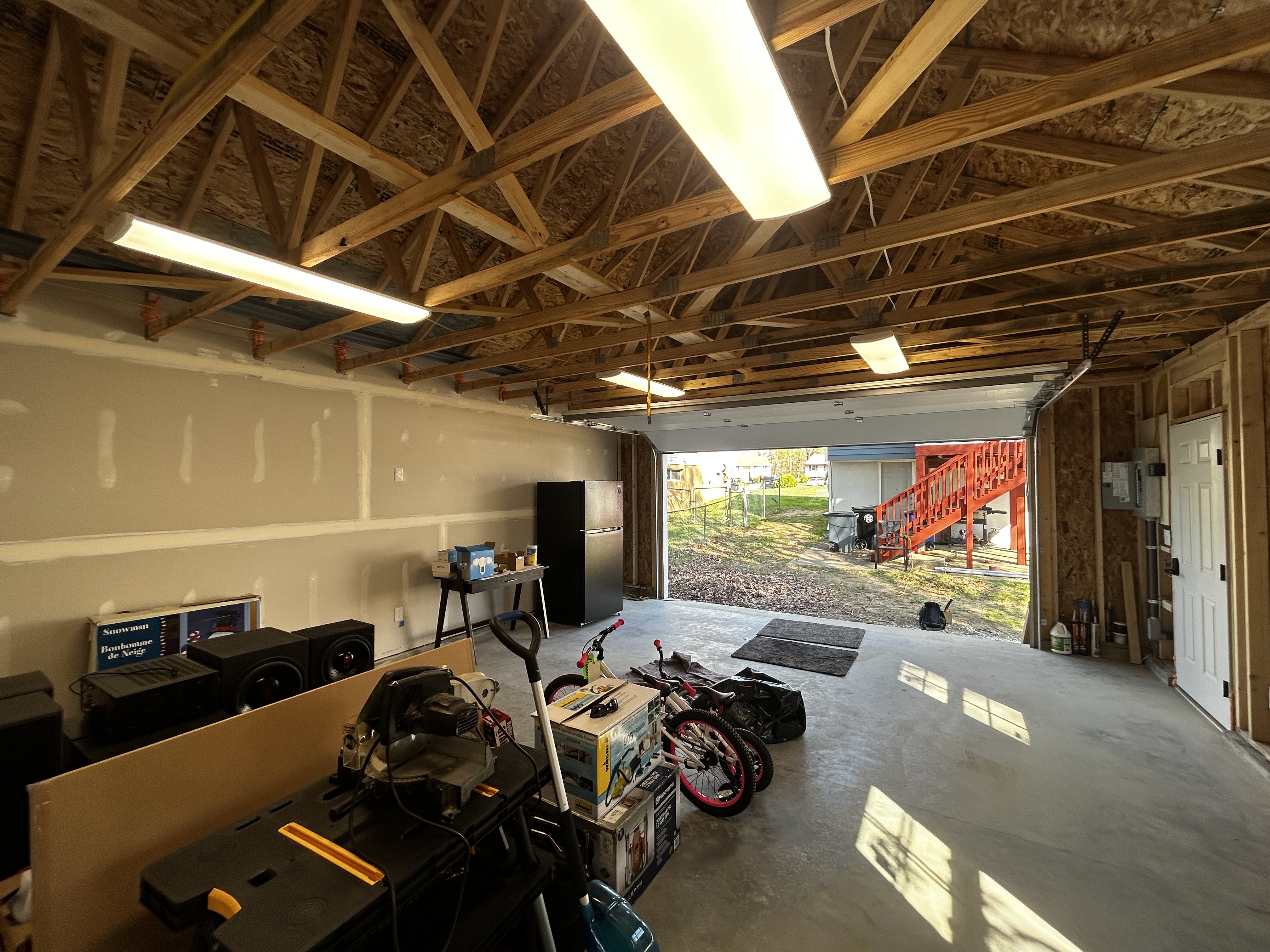 Finished lighting and receptacles in a Baltimore County detached garage
